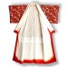 KIMONO FEMME SOIE ROUGE IMPRIMÉ BLANC 007-117 (M)